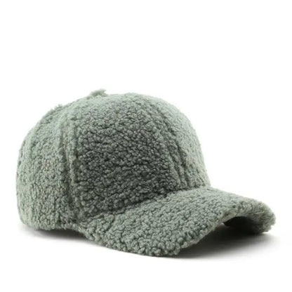 Baseball Cap warme Plüsch Kappe aus Kunstlammwolle | Verstellbare Mütze für Herbst & Frühling