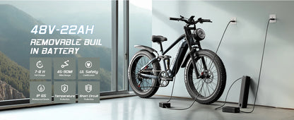 Sportliches 26-Zoll E-Mountainbike| 1000W Motor, 48V 22Ah Akku und hoher Reichweite – mit 36-monatiger Gewährleistung