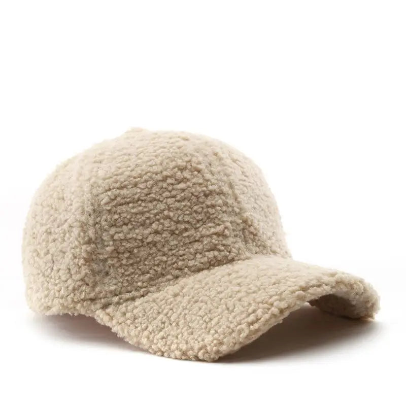 Baseball Cap warme Plüsch Kappe aus Kunstlammwolle | Verstellbare Mütze für Herbst & Frühling