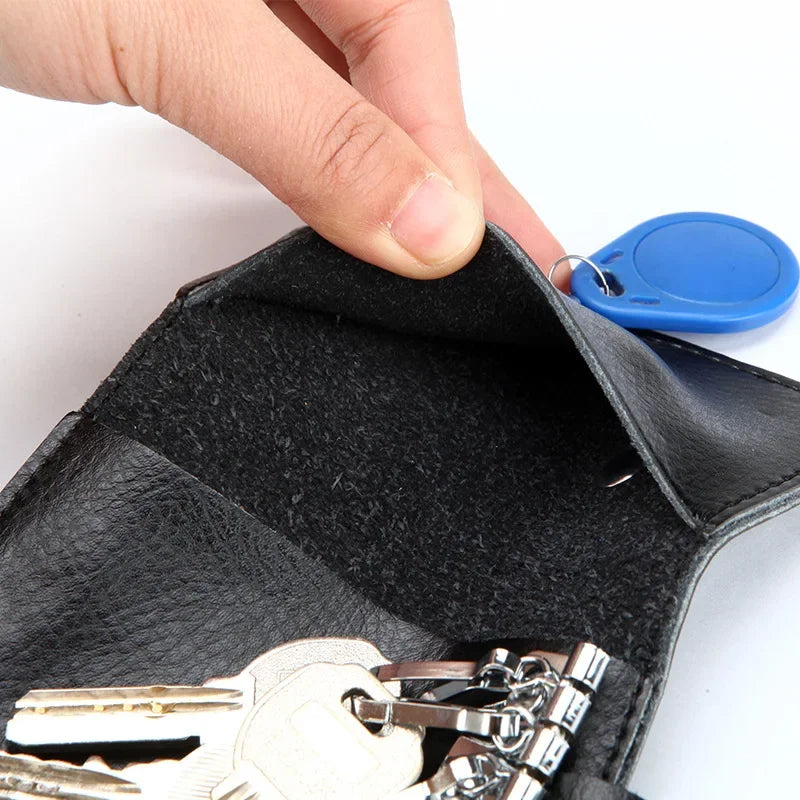 Schlüsseletui Echtleder – Schlüssel Organizer mit Reißverschluss Autoschlüssel Mini Geldbörse Kartenetui Herren Damen