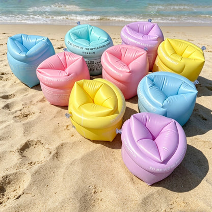 2 Stück neue aufblasbare Armbänder in Macaron-Farbe für alle Altersgruppen, Schwimmarmringe, schwimmende PVC-Ärmel, Sommer-Schwimmtraining