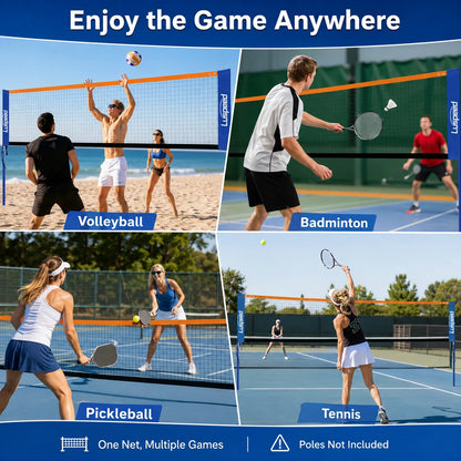 Tragbares Volleyball-Netz für Draußen und Drinnen, Badminton-Trainingsnetz für Garten, Strand und Sportplätze, Nur Netz, Ohne Stangen