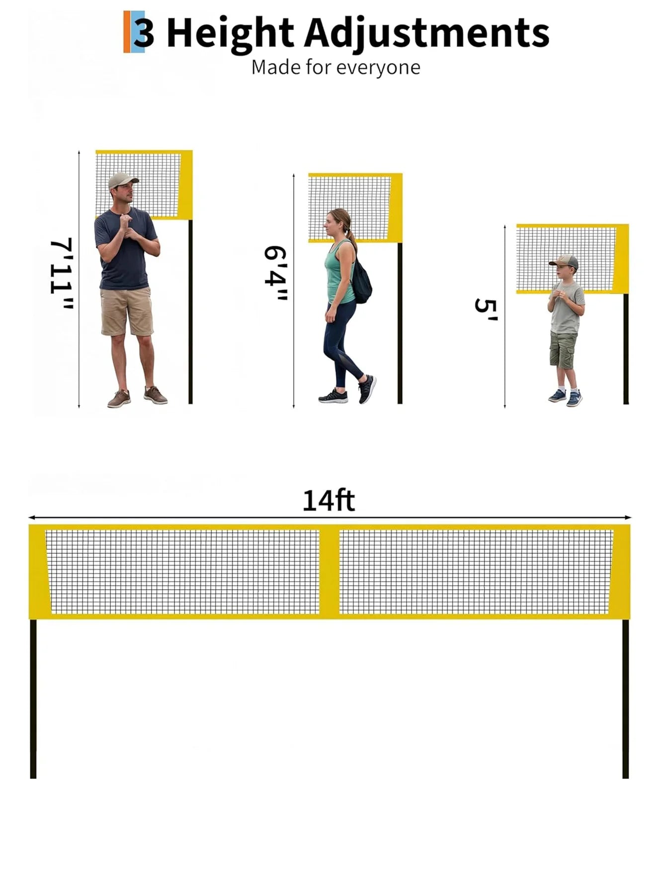 Volleyball Netz 4,3 - 8,5 m Set Höhenverstellbar Outdoor Garten Strand mit Tasche