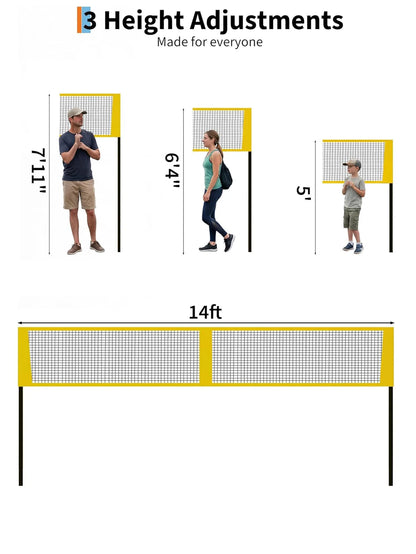 Volleyball Netz 4,3 - 8,5 m Set Höhenverstellbar Outdoor Garten Strand mit Tasche