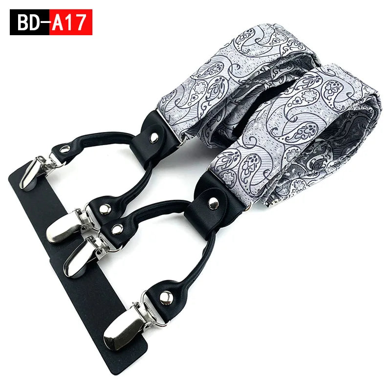 Designer Hosenträger Herren Paisley 6 Clips Elastisch Verstellbar 3,5 cm Y-Form Hochzeit Business