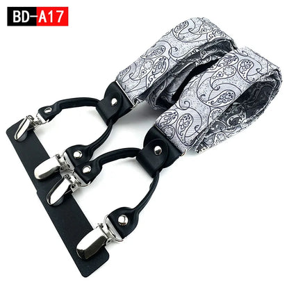 Designer Hosenträger Herren Paisley 6 Clips Elastisch Verstellbar 3,5 cm Y-Form Hochzeit Business