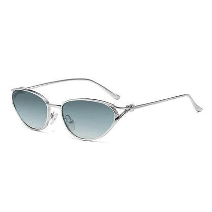 Retro-Sonnenbrille aus Metall mit Katzenaugen-Design für Damen, modische Farbverlaufsbrille, UV400