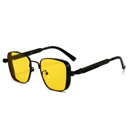 Retro Steampunk Sonnenbrille – Edelstahl Rahmen, Spiegelgläser für Herren & Damen UV400 Schutz