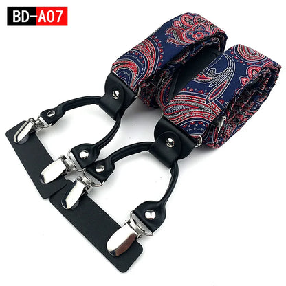 Designer Hosenträger Herren Paisley 6 Clips Elastisch Verstellbar 3,5 cm Y-Form Hochzeit Business