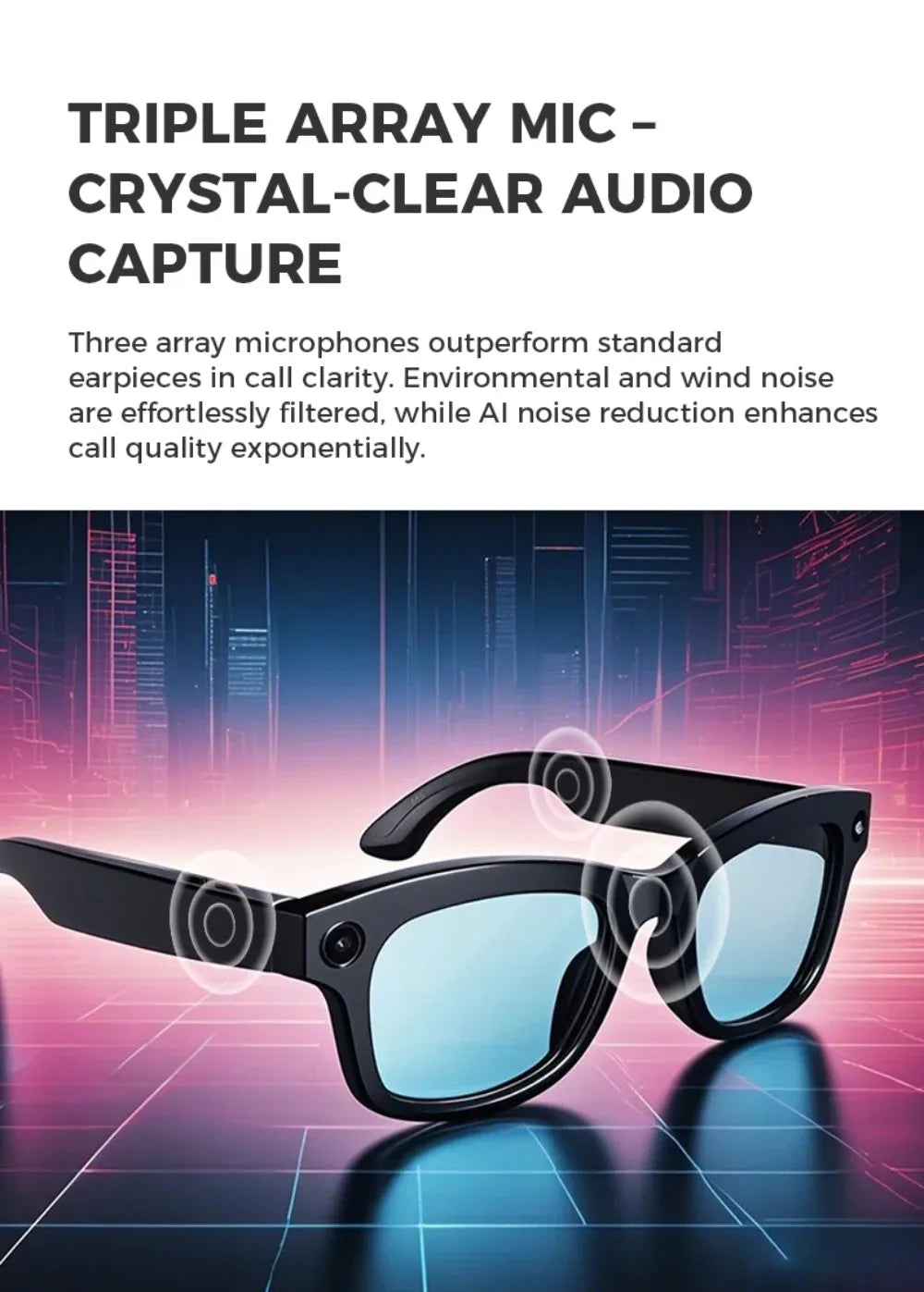 Intelligente Bluetooth-Brille mit Kamera & KI-Assistenz