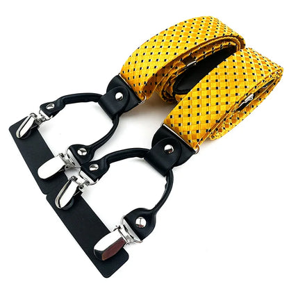 Designer Hosenträger Herren Paisley 6 Clips Elastisch Verstellbar 3,5 cm Y-Form Hochzeit Business