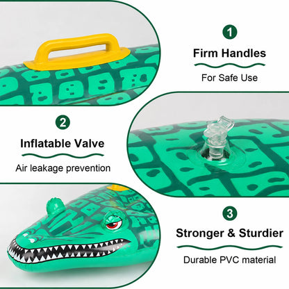 1 Stück aufblasbares Krokodil-Schwimmtier mit Griffen, Wasserspielzeug Alligator-Floß für Strand, Pool und Sommerspaß