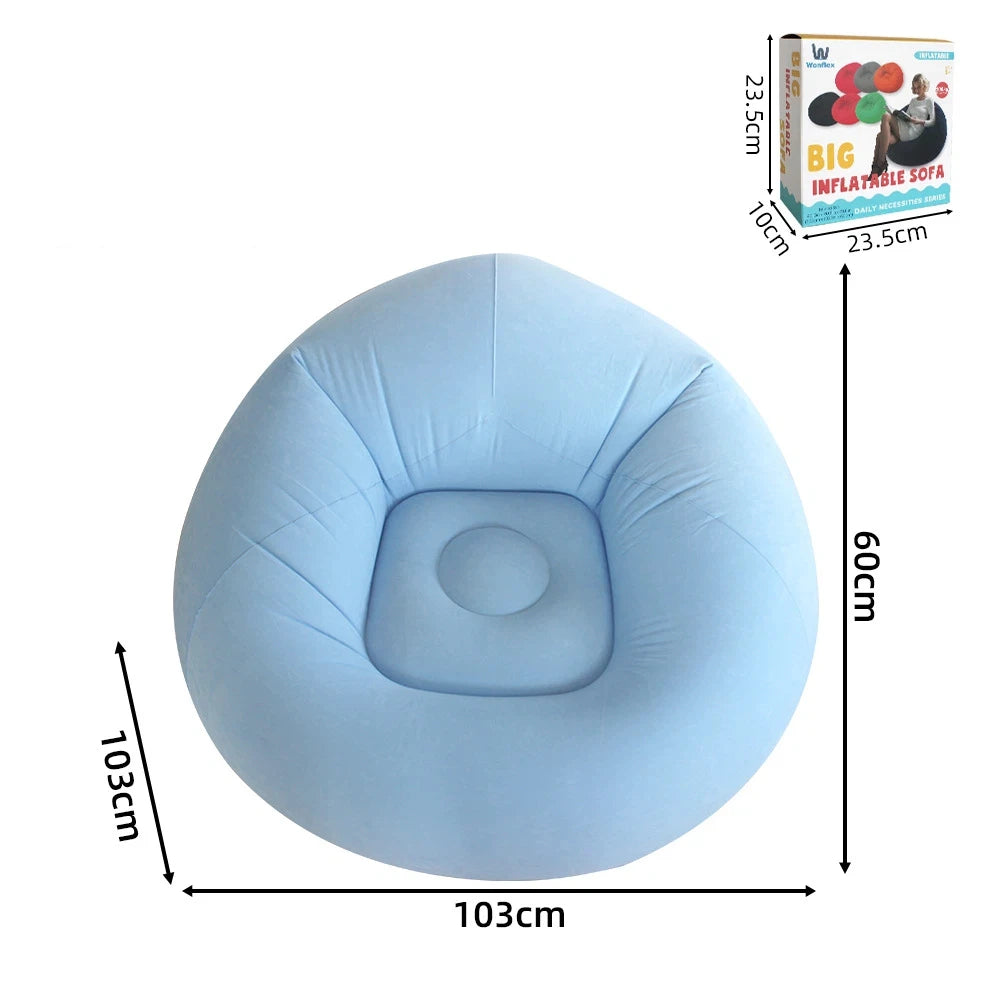 Aufblasbares Lazy Sofa Einzel – Beflockter Luftsessel PVC Camping Lounge Sofa Garten Strand Tragbar