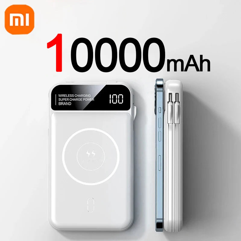 Powerbank 50000 mAh mit Magnetischer & Kabelloser Aufladung + Integrierte Kabel
