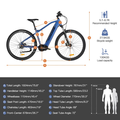 29-Zoll&nbsp;E-MTB Varstrom Hexagon Boost 3.0 – 250W Mittelmotor, 95 Nm, 25 km/h, 3 Fahrmodi, Aluminium E-Mountainbike mit 36-monatiger Gewährleistung