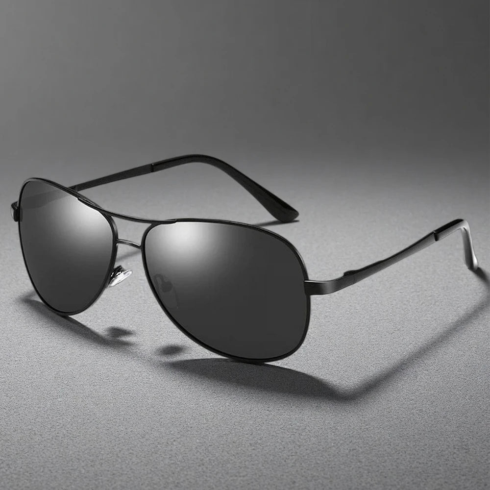 Piloten Sonnenbrille Herren Damen Polarisiert UV400 Metall Schwarz