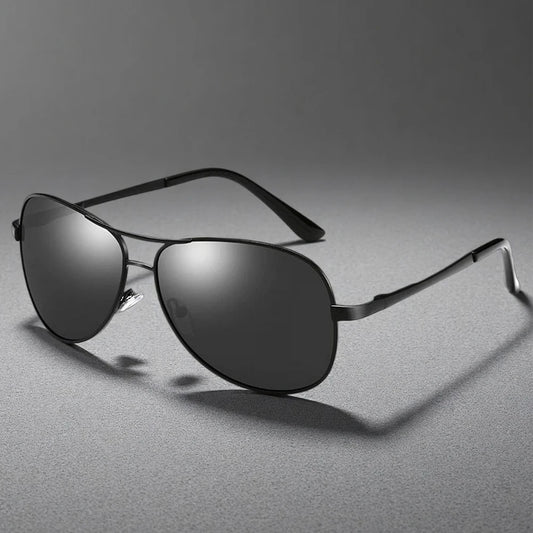 Piloten Sonnenbrille Herren Damen Polarisiert UV400 Metall Schwarz