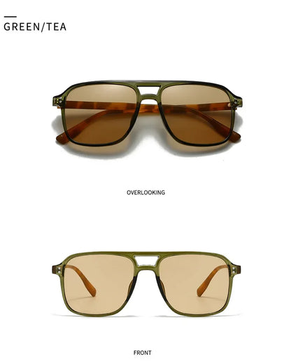 Retro Sonnenbrille für Damen & Herren | Doppel-Brücke Design, UV400 Schutz, Vintage Gradient Shades
