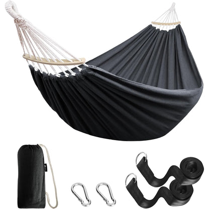 Canvas Hängematte 200x150 cm – 200 kg Camping Hängematte mit Gurten Karabinern Garten Outdoor