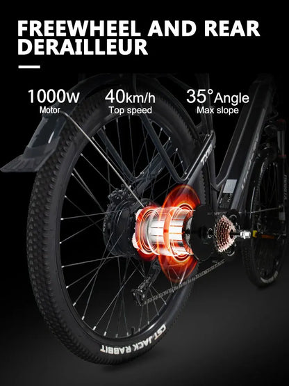 E-Bike 27,5 Zoll – 1000W Elektrofahrrad für Damen & Herren, 48V 19,2Ah Akku, 45 km/h, City-E-Bike, 9-Gang, CE-zertifiziert