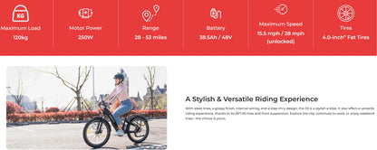 E-Bike 26 Zoll – 500W City Elektrofahrrad für Herren, 48V 15Ah Akku, Fat Tire, CE-zertifiziert, City Cruiser