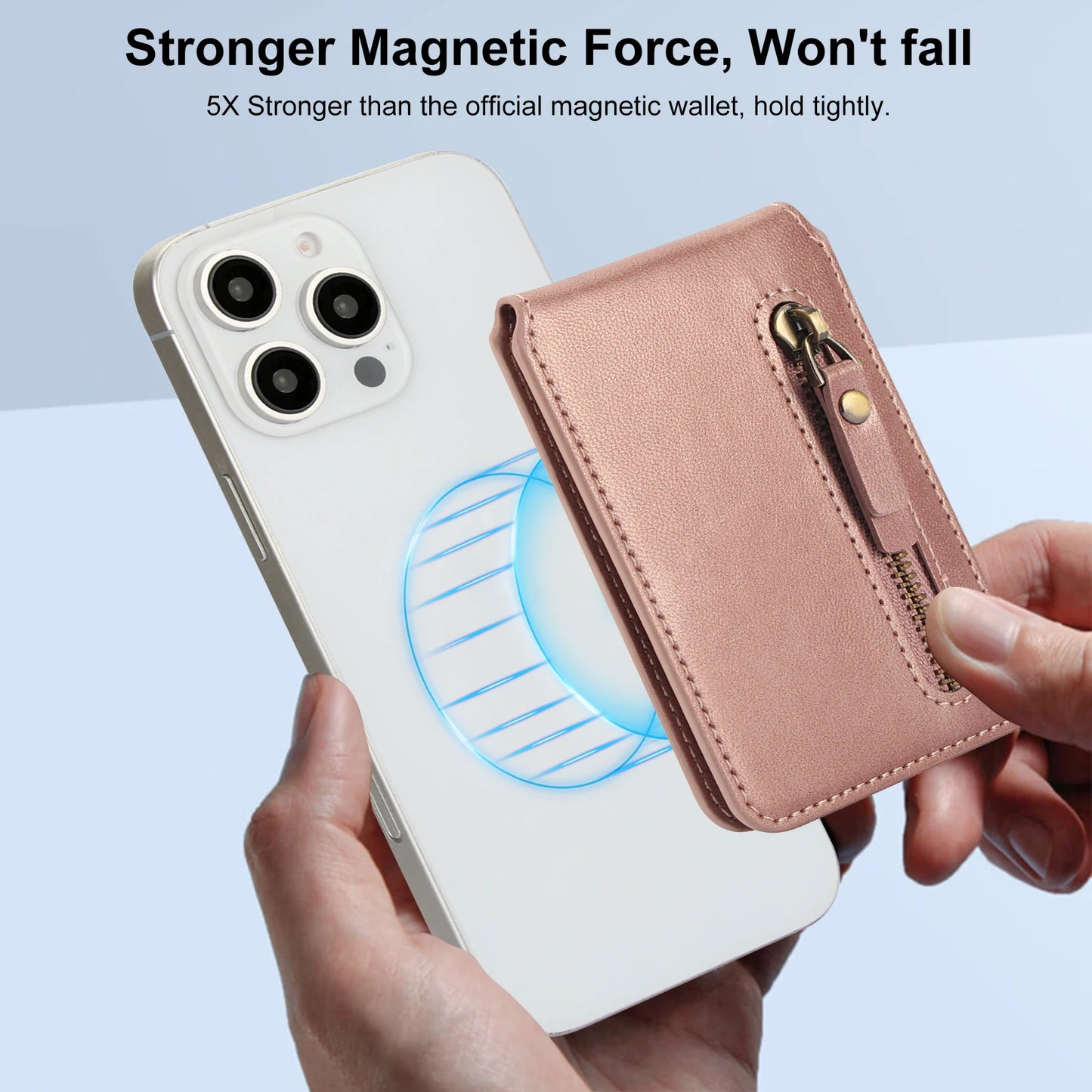 Magnetische Geldbörse Hülle mit Kartenhalter & Reißverschluss – kompatibel mit iPhone 16 Pro Max / 15 / 14 / 13 / 12 (MagSafe)