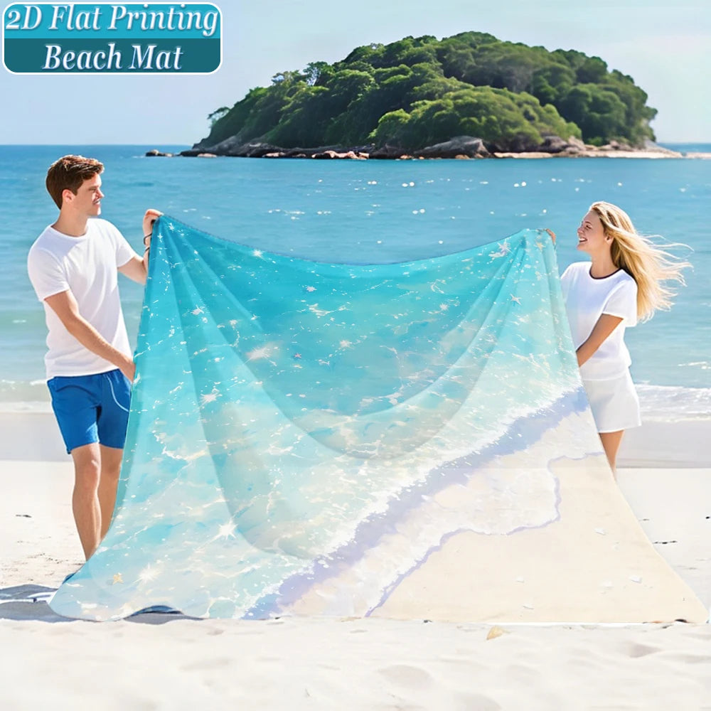 1-teiliges Set, Sommer-Strandmatte für draußen, inklusive 4 Bodenheringen, einzigartiges Druckdesign, lichtbeständig, leicht, schnell trocknend, einfach zu transportieren, wind- und sanddicht, modische und trendige Outdoor