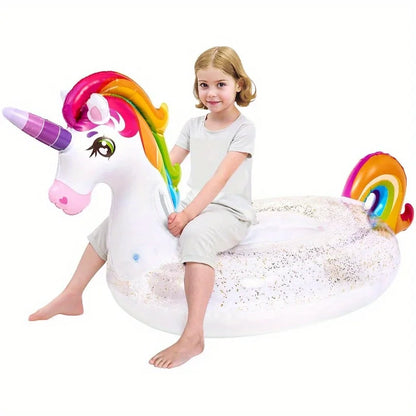 Einhorn Pool Schwimmreifen für Kinder, Aufblasbarer Schwimmring mit Griff – Poolring für Sommer