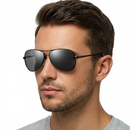 Piloten Sonnenbrille Herren Damen Polarisiert UV400 Metall Schwarz
