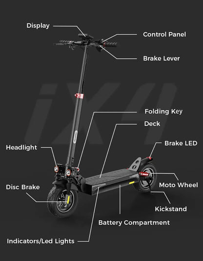 iScooter Luxus Elektroroller e- Scooter, 45 km/h, 40km Reichweite und 36-monatiger Gewährleistung