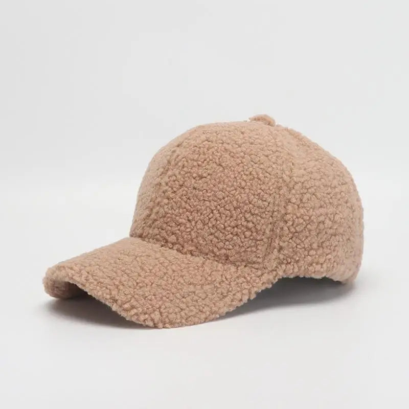 Baseball Cap warme Plüsch Kappe aus Kunstlammwolle | Verstellbare Mütze für Herbst & Frühling