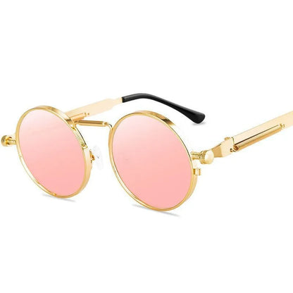 Damen Sonnenbrille Rund Metall Rahmen UV400 Retro Brille Unisex Outdoor