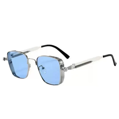 Retro Steampunk Sonnenbrille – Edelstahl Rahmen, Spiegelgläser für Herren & Damen UV400 Schutz