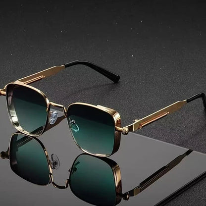 Retro Steampunk Sonnenbrille – Edelstahl Rahmen, Spiegelgläser für Herren & Damen UV400 Schutz