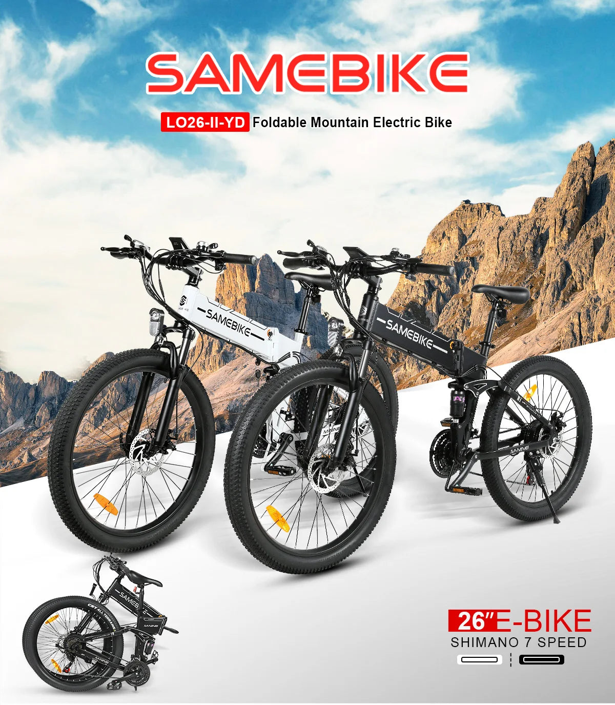26-Zoll modernes, faltbares Elektrofahrrad / Mountainbike für Erwachsene – mit 36-monatiger Gewährleistung