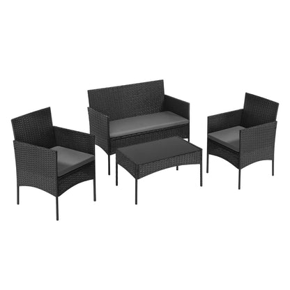 Gartenmöbel-Set Gartenlounge AVENTO 4 Personen PE-Rattan mit Tisch