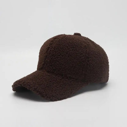 Baseball Cap warme Plüsch Kappe aus Kunstlammwolle | Verstellbare Mütze für Herbst & Frühling