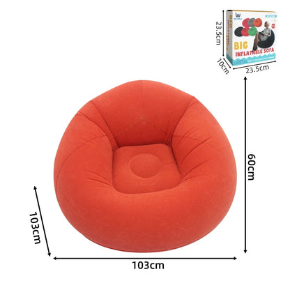 Aufblasbares Lazy Sofa Einzel – Beflockter Luftsessel PVC Camping Lounge Sofa Garten Strand Tragbar