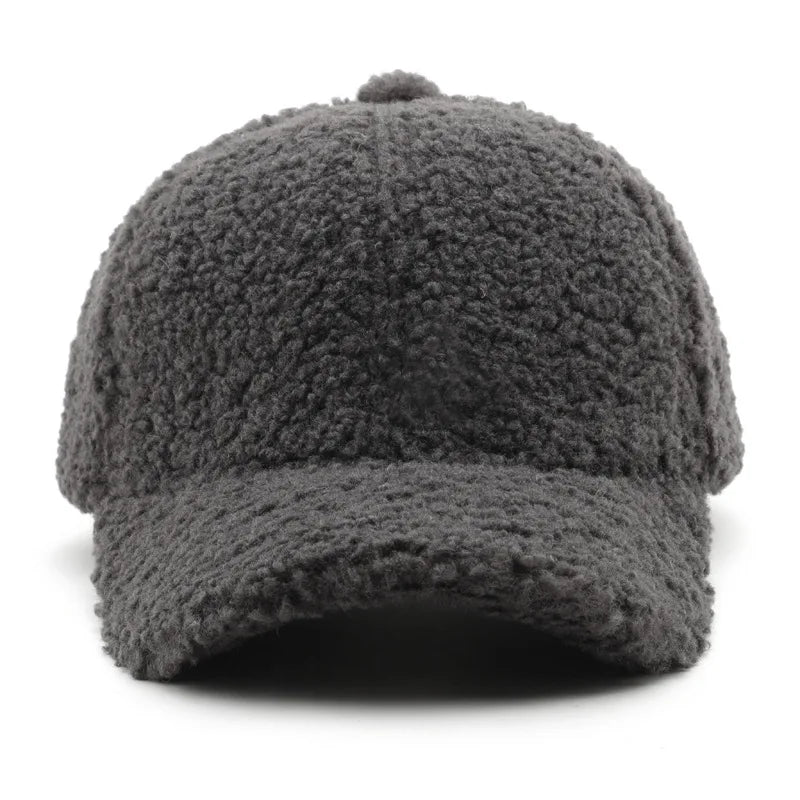 Baseball Cap warme Plüsch Kappe aus Kunstlammwolle | Verstellbare Mütze für Herbst & Frühling