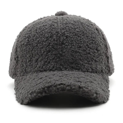 Baseball Cap warme Plüsch Kappe aus Kunstlammwolle | Verstellbare Mütze für Herbst & Frühling