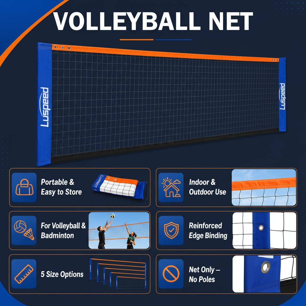 Tragbares Volleyball-Netz für Draußen und Drinnen, Badminton-Trainingsnetz für Garten, Strand und Sportplätze, Nur Netz, Ohne Stangen