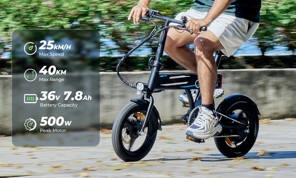 E-Bike – 14" Faltbares Elektrofahrrad mit 250W Motor 36 V / 7,5 Ah, LCD-Display | Citybike bis 25 km/h