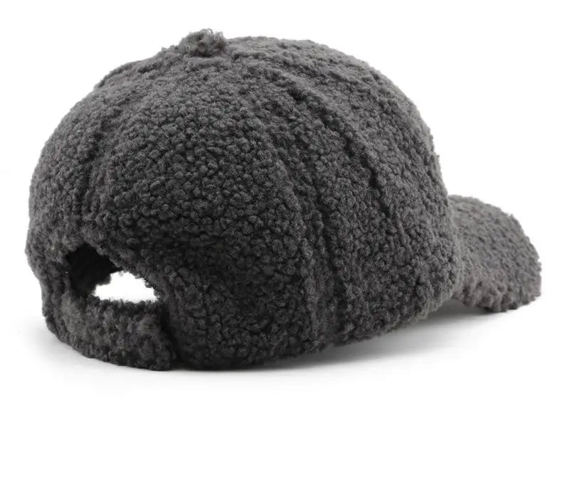 Baseball Cap warme Plüsch Kappe aus Kunstlammwolle | Verstellbare Mütze für Herbst & Frühling