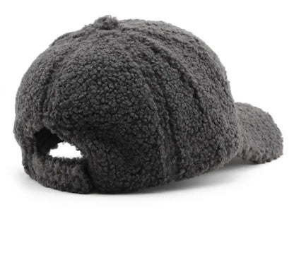 Baseball Cap warme Plüsch Kappe aus Kunstlammwolle | Verstellbare Mütze für Herbst & Frühling
