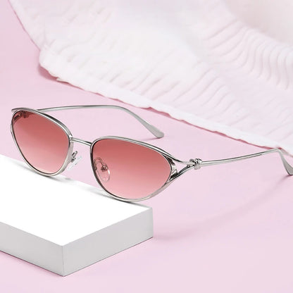 Retro-Sonnenbrille aus Metall mit Katzenaugen-Design für Damen, modische Farbverlaufsbrille, UV400
