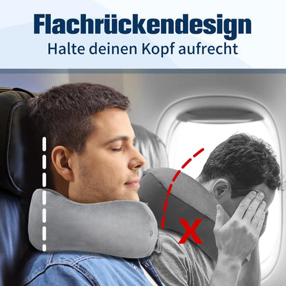 Reisekissen Set Memory Foam – Nackenkissen mit Schlafmaske Ohrstöpseln & Tragetasche Flug Reise