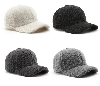 Baseball Cap warme Plüsch Kappe aus Kunstlammwolle | Verstellbare Mütze für Herbst & Frühling