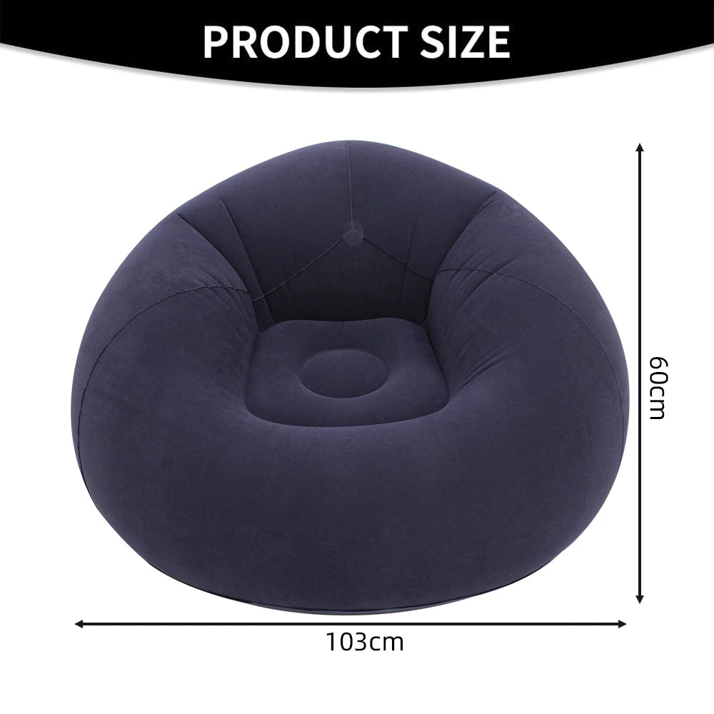 Aufblasbares Lazy Sofa Einzel – Beflockter Luftsessel PVC Camping Lounge Sofa Garten Strand Tragbar