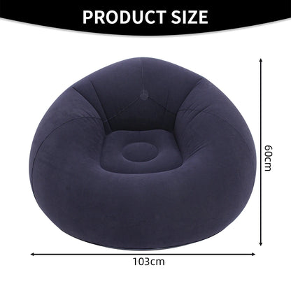 Aufblasbares Lazy Sofa Einzel – Beflockter Luftsessel PVC Camping Lounge Sofa Garten Strand Tragbar