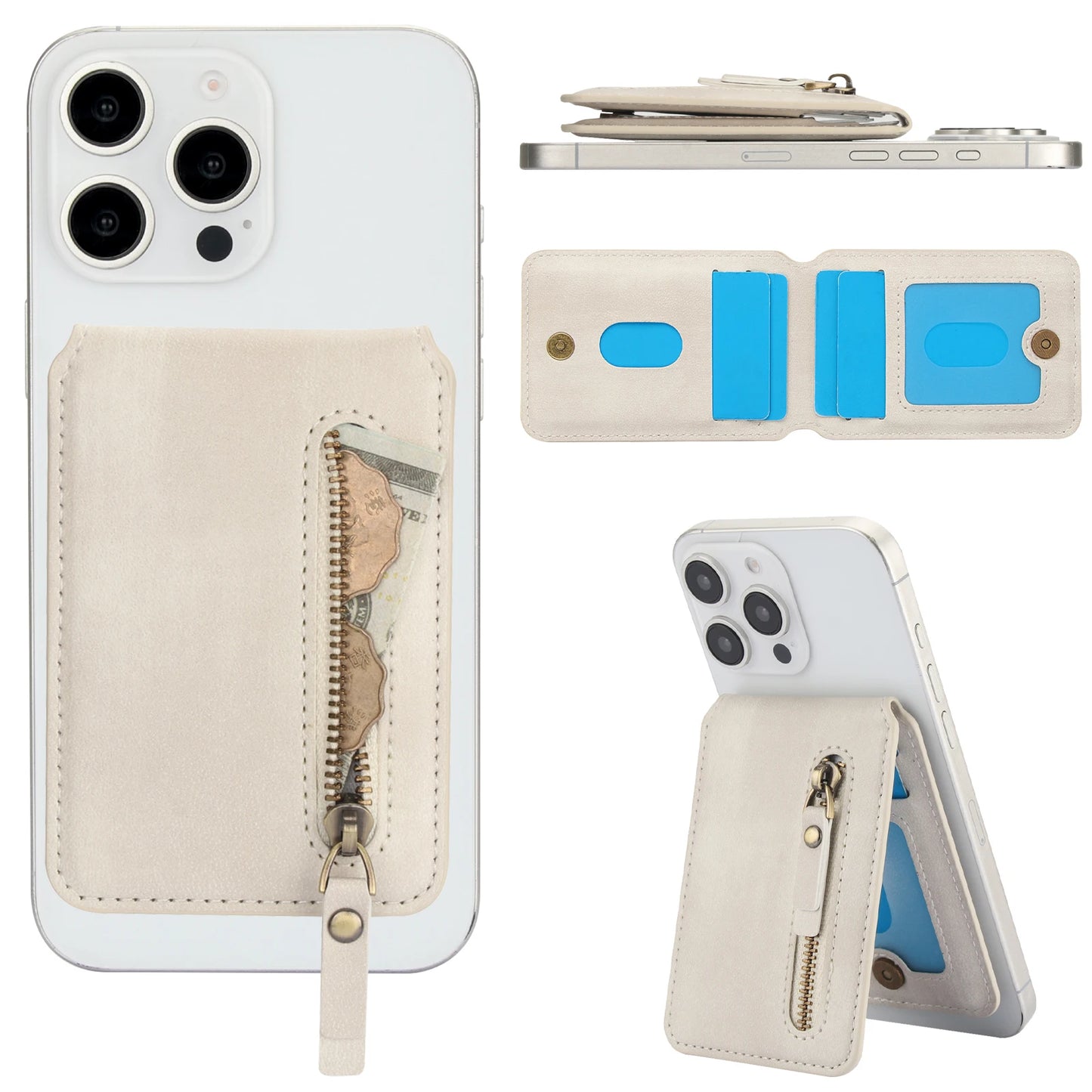 Magnetische Geldbörse Hülle mit Kartenhalter & Reißverschluss – kompatibel mit iPhone 16 Pro Max / 15 / 14 / 13 / 12 (MagSafe)